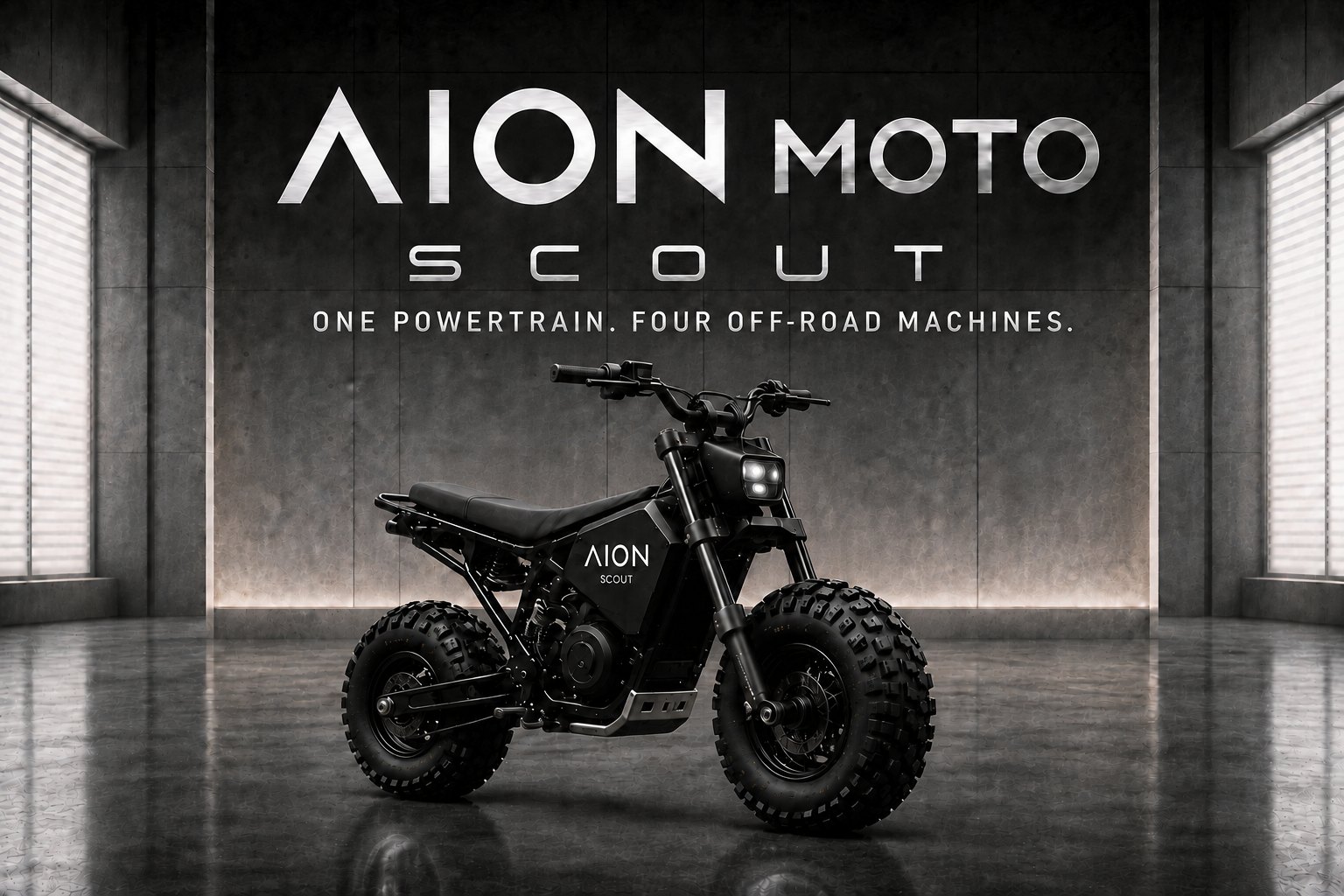 AION Scout, camp bike, in black.